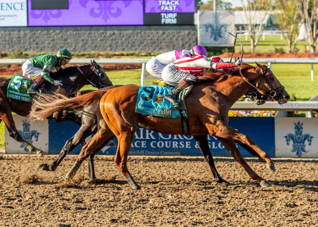 Louisiana Derby winner Emerging Market (Lou Hodges, Jr. /Hodges Photography)