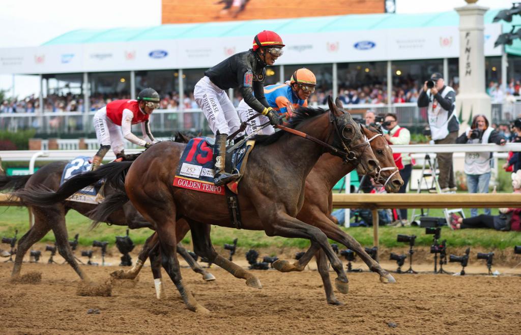 Kentucky Derby and Belmont Stakes winner Golden Tempo (Eclipse Sportswire)