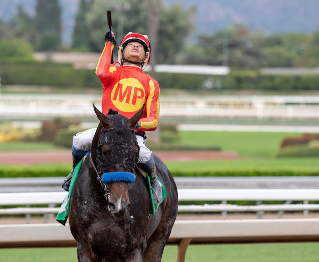 Smith after winning 2025 Goodwood Stakes with Nevada Beach. (Eclipse Sportswire)