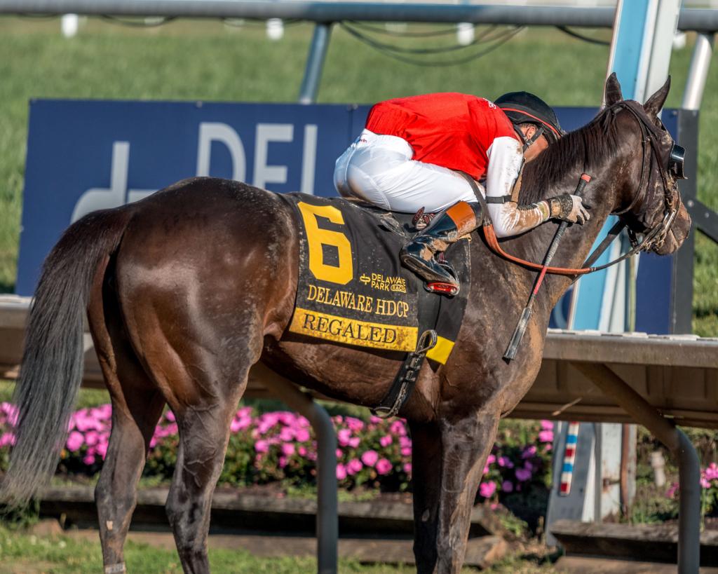 Delaware Handicap winner Regaled (Eclipse Sportswire)