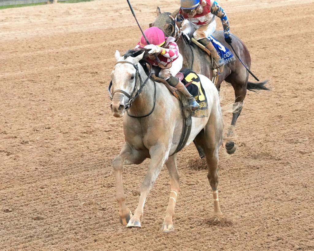 Sandman breaks through with a win in the Arkansas Derby. (Coady Media)