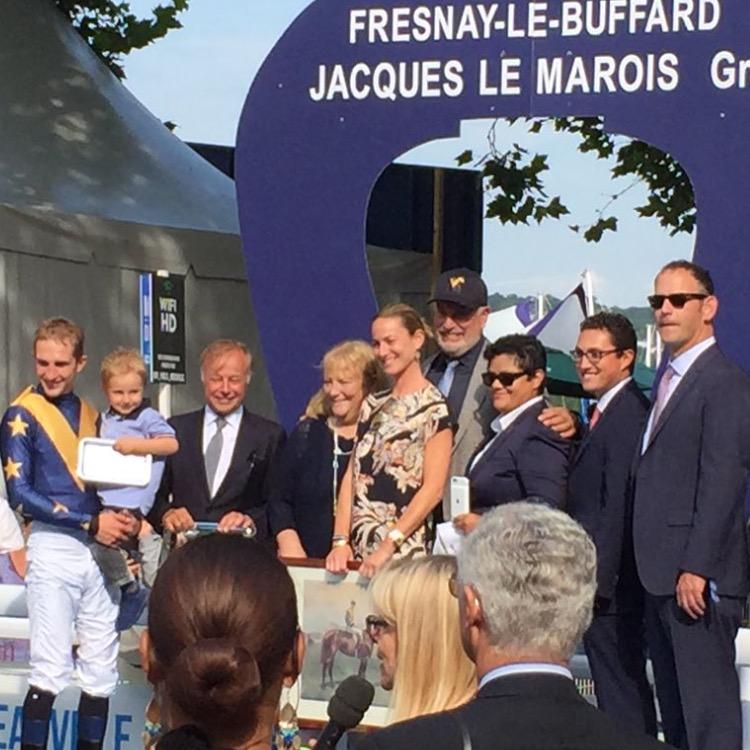 The LNJ Foxwoods team in the winner's circle after the Prix Minerve