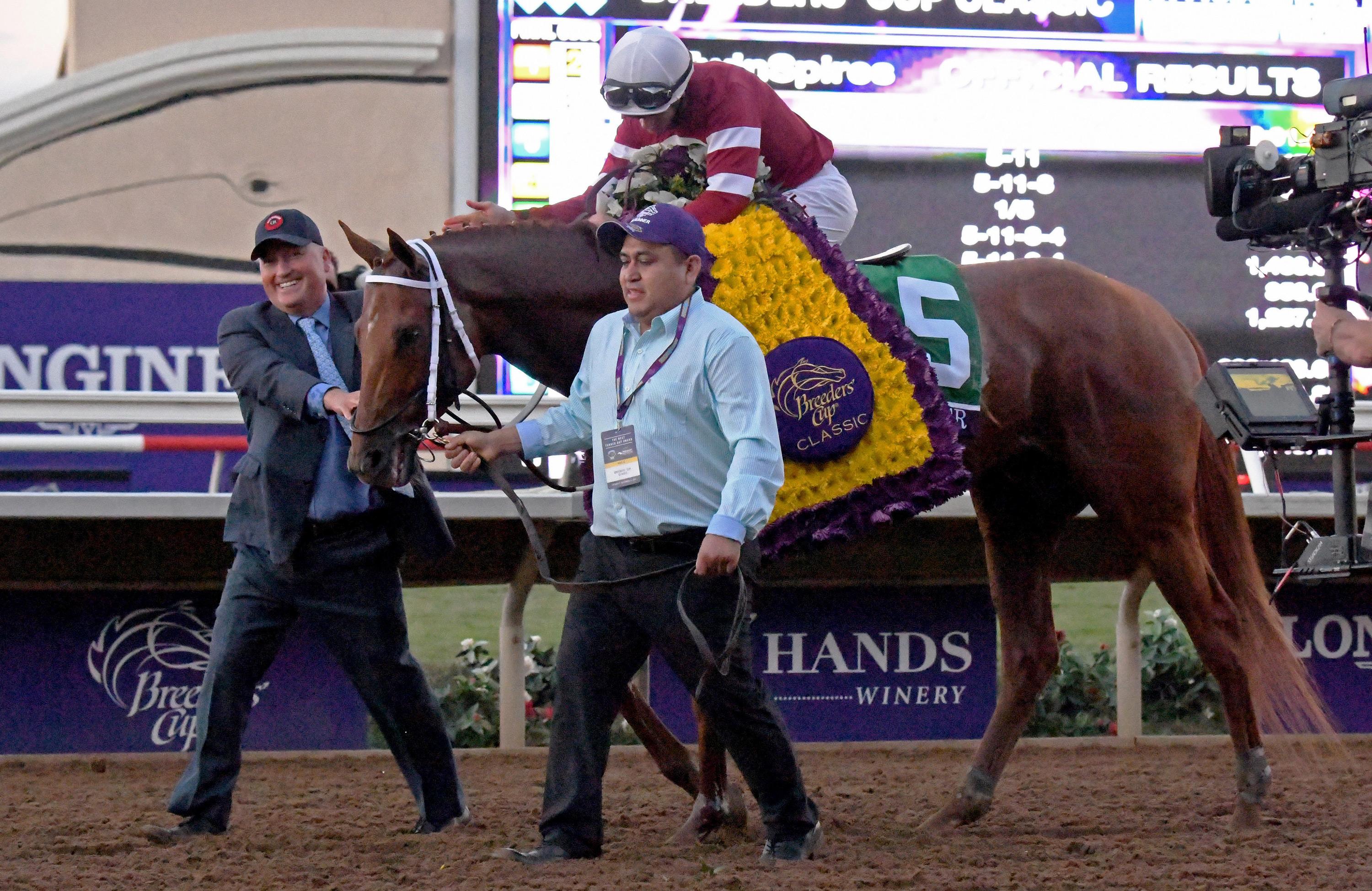 Gun Runner after winning the Breeders' Cup Classic.