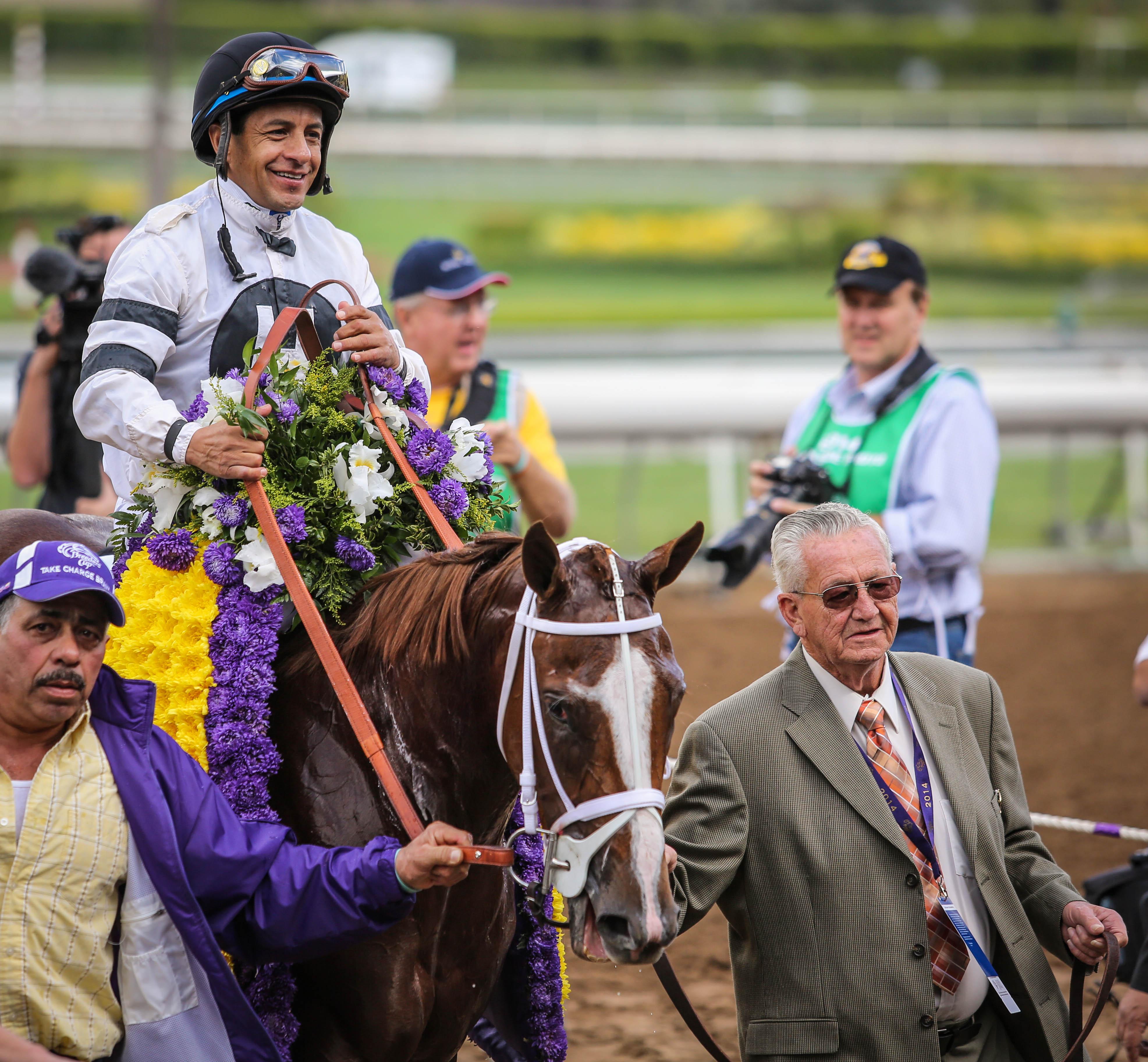 Horton and Take Charge Brandi after the Breeders' Cup