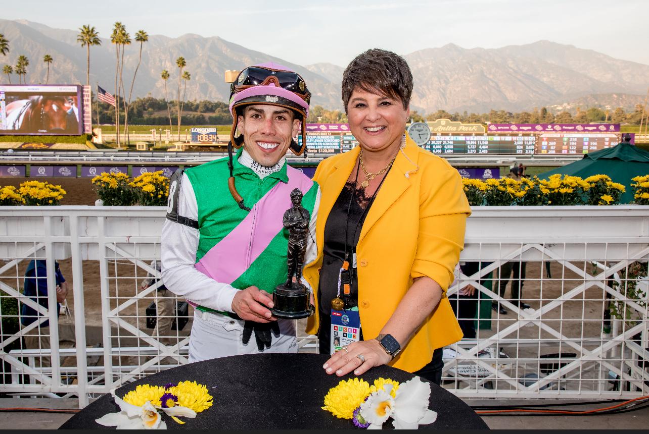 Dora Delgado, Irad Ortiz Jr., Breeders' Cup Limited, Women in Racing, StarLadies Racing, Challenge Series, Del Mar, America's Best Racing, horse racing, ABR Dora Delgado, Irad Ortiz Jr., Breeders' Cup Limited, Women in Racing, StarLadies Racing, Challenge Series, Del Mar, America's Best Racing, horse racing, ABR