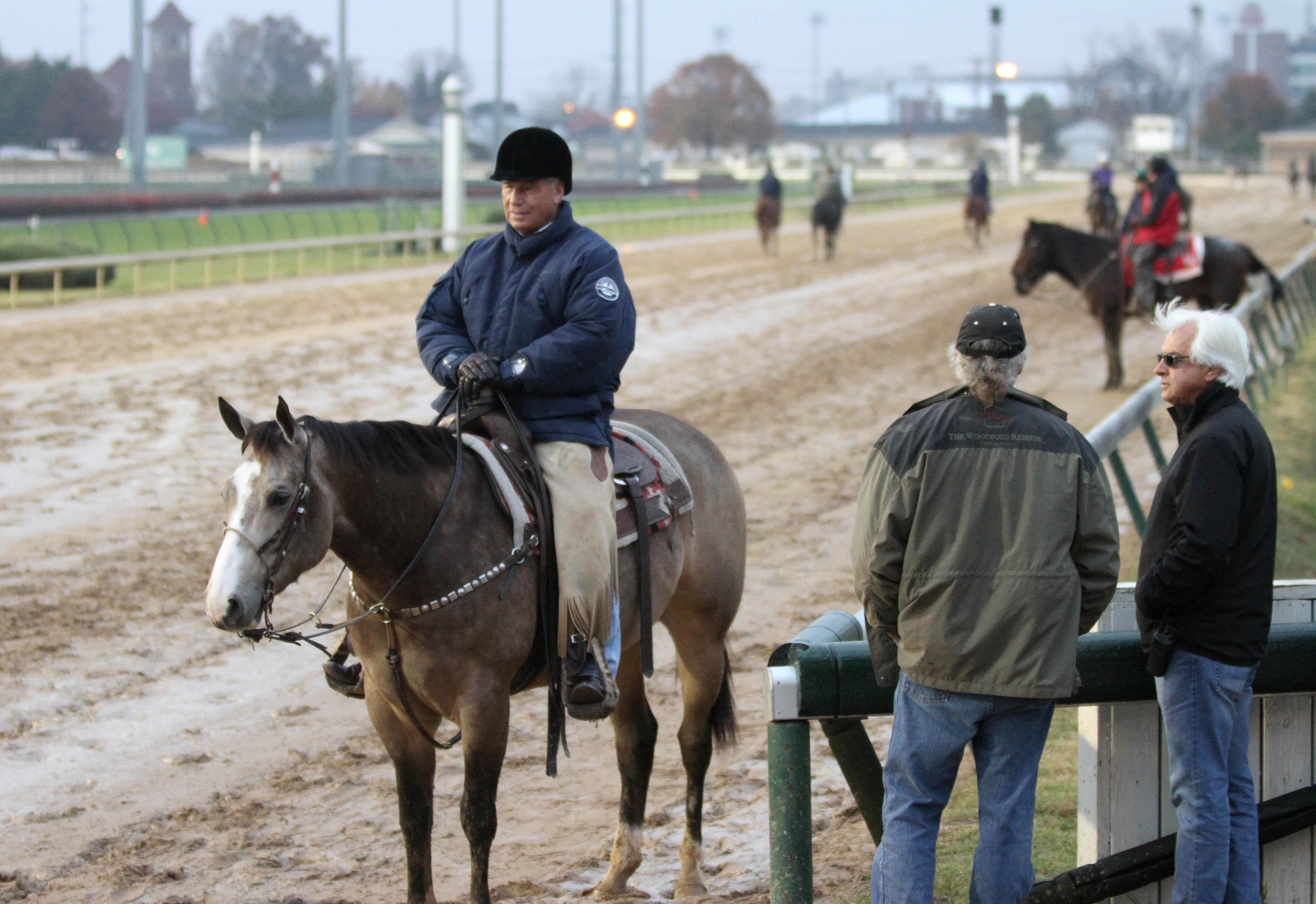 Lukas chats with Baffert before the 2011 Breeders' Cup