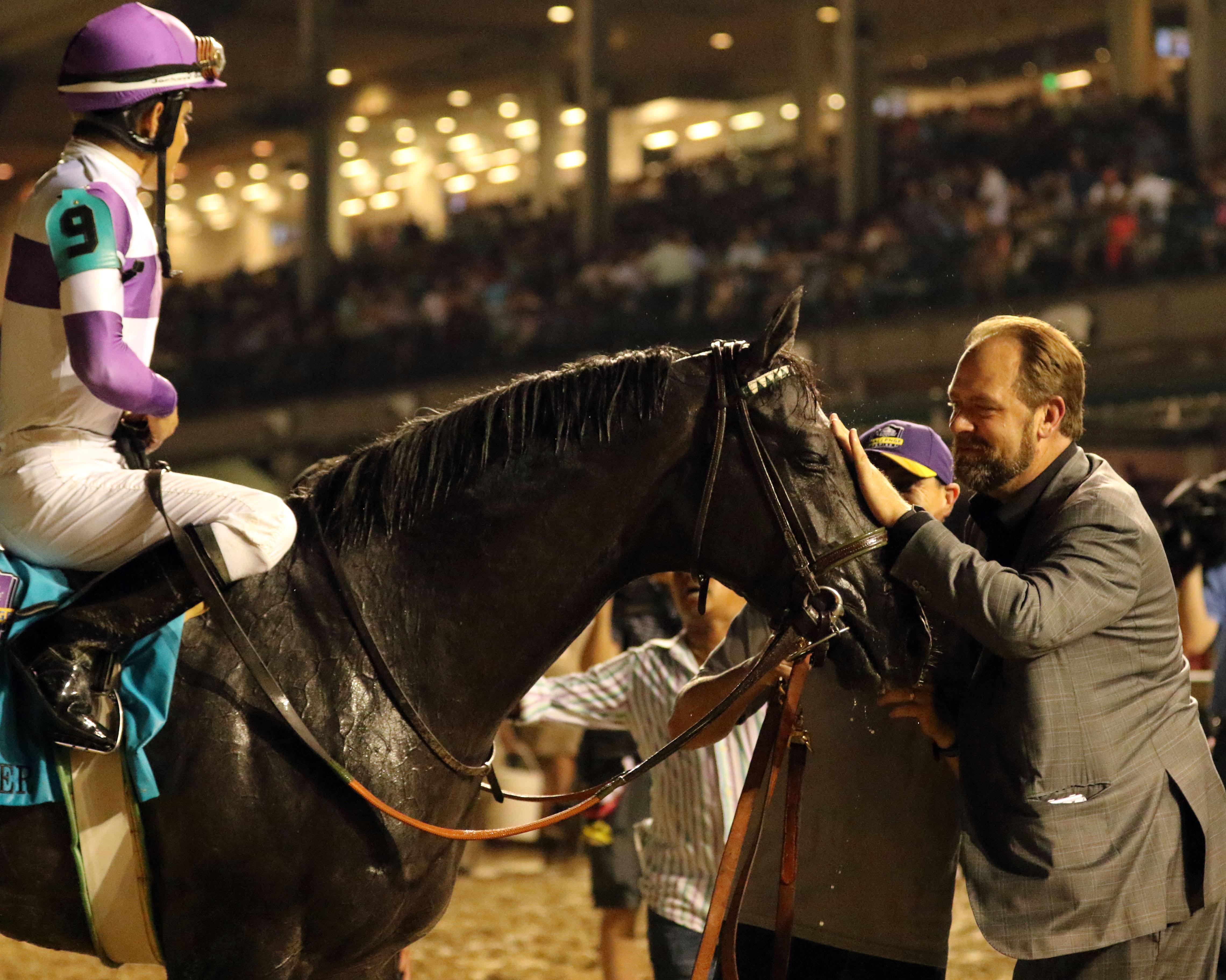 Pavel and trainer Doug O'Neill after the 2018 Stephen Foster.