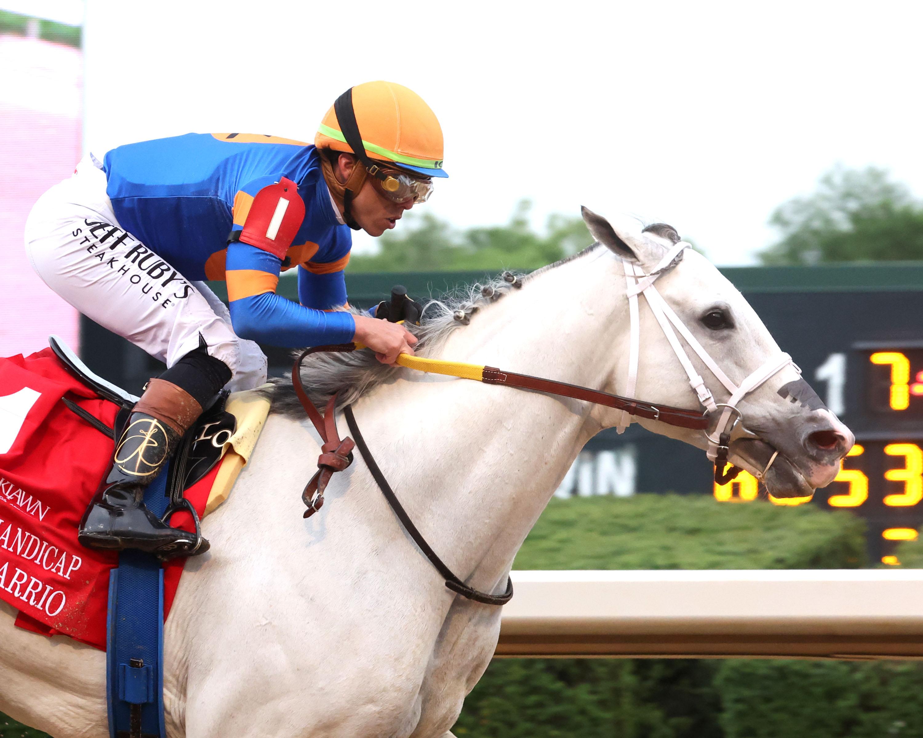 White Abarrio, Stephen Foster Stakes, Breeders’ Cup Classic, Churchill Downs, trainer, Saffie Joseph, jockey, Irad Ortiz, podcast, BloodHorse, Gainesway, stud, owner, Oaklawn Handicap, Sovereignty, Baeza, Magnitude, Brownie, goat, horse racing, ABR