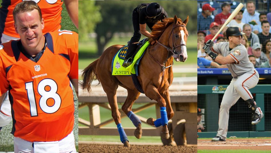 Justify's racing career is on hold, but he could make a stunning comeback like other great athletes Peyton Manning and Buster Posey.