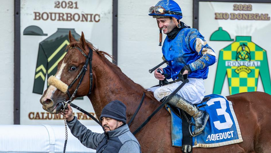 Flavien Prat, Poster, Remsen Stakes, Aqueduct, 80th stakes win, Eclipse Sportswire Flavien Prat, Poster, Remsen Stakes, Aqueduct, 80th stakes win, Eclipse Sportswire