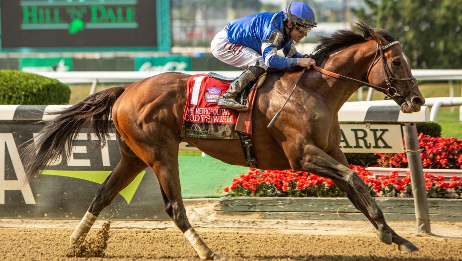 Cody’s Wish Metropolitan Handicap Met Mile Caravel Jaipur Stakes Clairiere Ogden Phipps Stakes Up to the Mark Manhattan Stakes Arabian Lion Woody Stephens Stakes Belmont Park Next Brooklyn Stakes Elite Power True North Emmanuel Poker horse racing Breeders