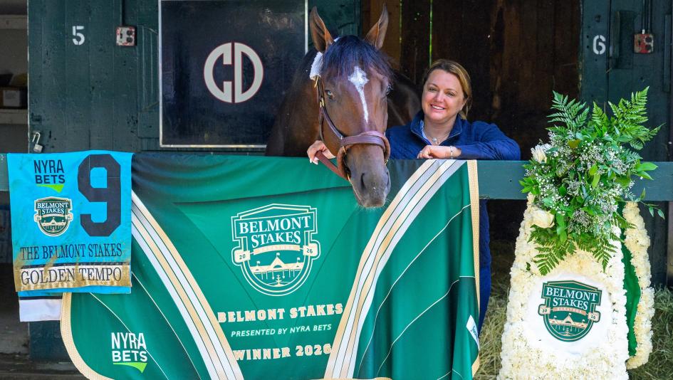 Golden Tempo, Kentucky Derby, Belmont Stakes, Eclipse Award, Travers Stakes, Cherie DeVaux, trainer, Jim Dandy Stakes, Saratoga, horse racing, Englishman, Woody Stephens Stakes, Allen Jerkens Stakes, training, ABR