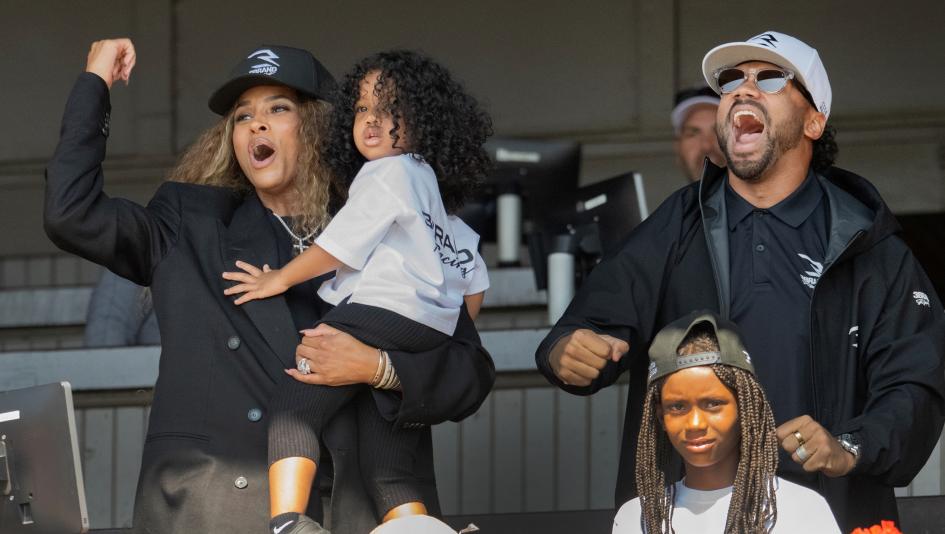 Russell Wilson, NFL, Seattle Seahawks, quarterback, owner, horse racing, Club Reign, maiden, Saratoga, Whit Beckman, trainer, Ciara, family, Super Bowl, Three Brand Racing, fans, ABR