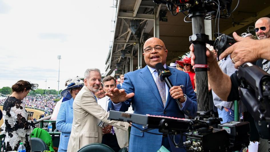 Mike Tirico Triple Crown NBC Sports Kentucky Derby Preakness Stakes Pimlico television TV host horse racing broadcasting Olympics HISA Tom Hammond announcer Costas Maryland Churchill Downs event Mike Tirico Triple Crown NBC Sports Kentucky Derby Preakness Stakes Pimlico television TV host horse racing broadcasting Olympics HISA Tom Hammond announcer Costas Maryland Churchill Downs event