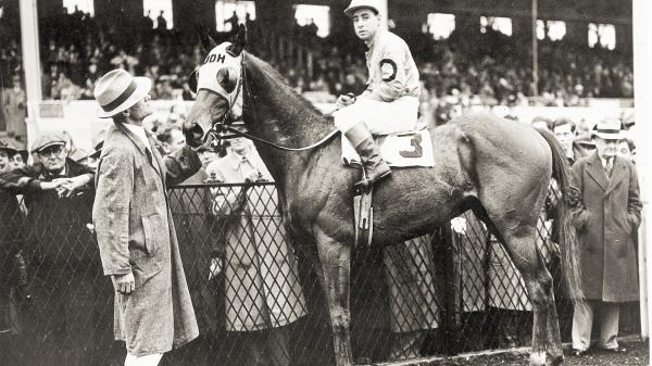 Count Fleet,winner of 1943,Kentucky Derby,KY,Jockey on horse after race