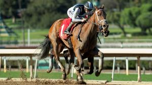 Meaning, Flavien Prat, Las Virgenes Stakes, Santa Anita Park, Santa Anita Oaks, America's Best Racing, Triple Crown, Kentucky Derby, horse racing, ABR
